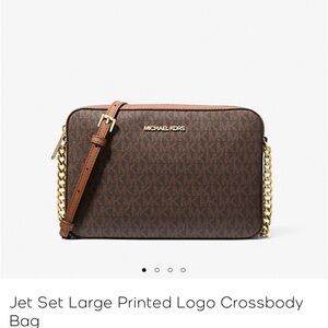 Michael Kors Brown Messenger Bag with Gold Chain